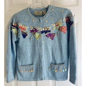 Vtg Design Options Philip & Jane Gordon Sweater Christmas Angels (READ*) Altered